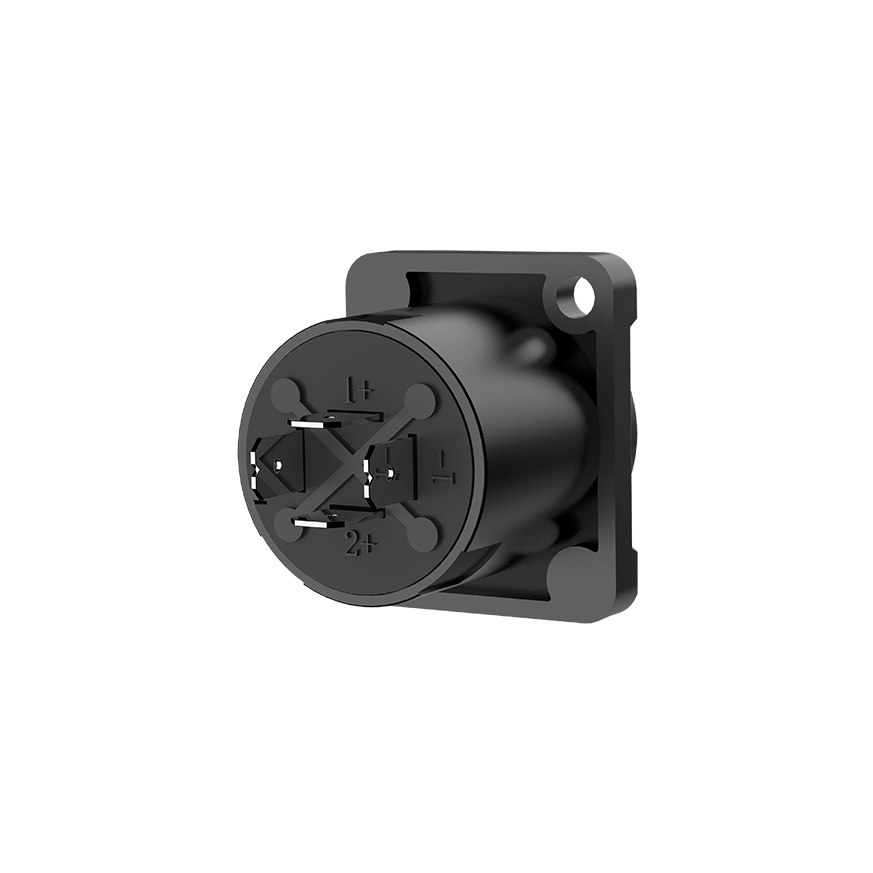 Image of ROXTONE 4P SPEAKON CHASSIS featuring tin plated contacts designed for high power speakers.