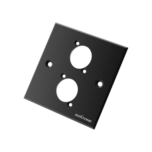 ROXTONE Double Black Blank Wallplate for Standard Connectors, model RWPA60-2-BK.