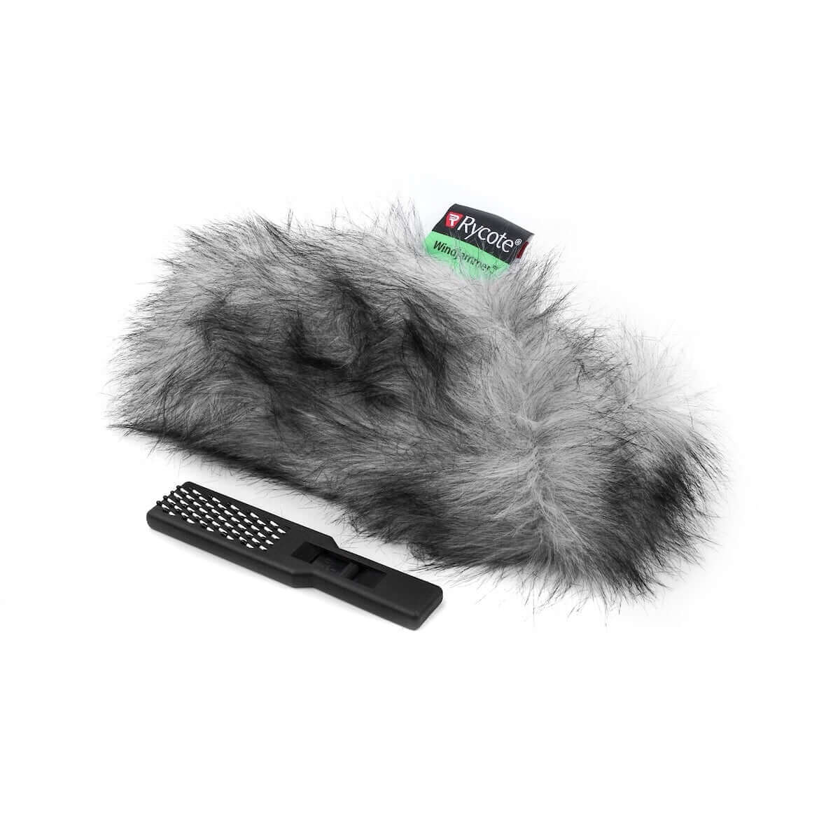 RYCOTE Cyclone Windjammer Large in grey synthetic fur, designed for wind noise protection.