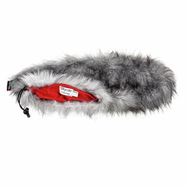 RYCOTE Cyclone Windjammer Large in grey synthetic fur, designed to protect microphones from wind noise.