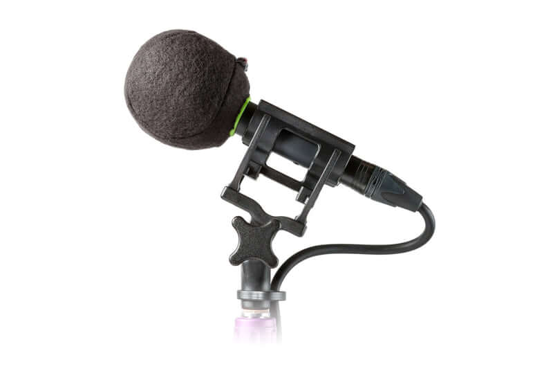 RYCOTE BASEBALL BLACK professional microphone windscreen in use, designed for 21/22mm microphones.