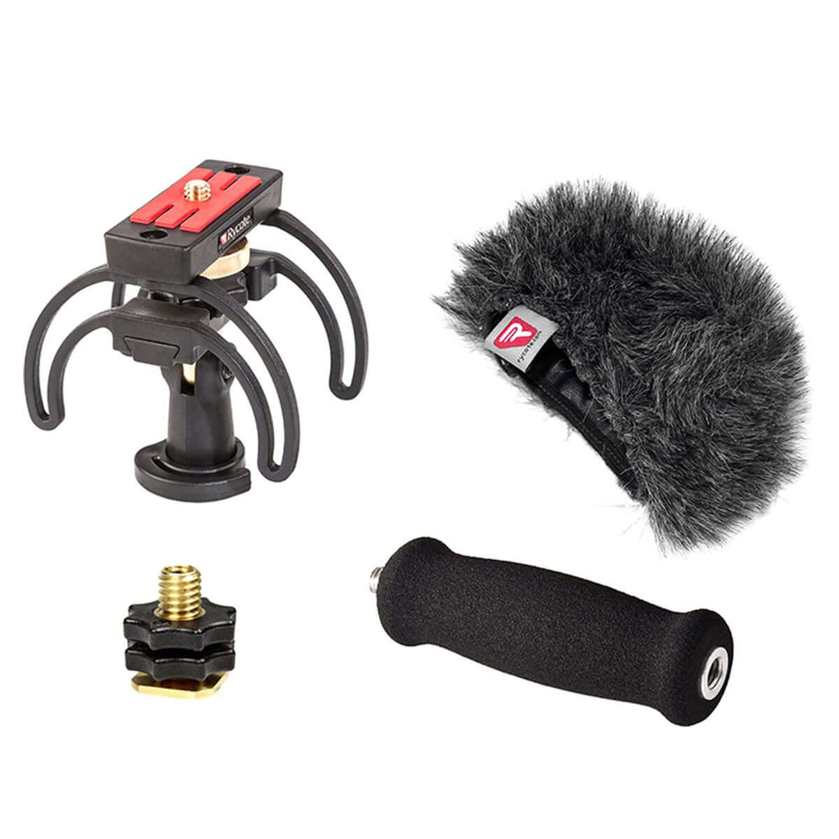 Rycote Audio Kit designed for Tascam DR-100 and DR-100MkII, showcasing a complete portable recording solution.