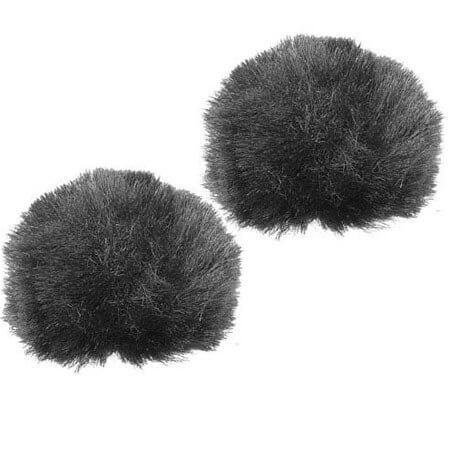 RYCOTE Black Lavalier Windjammer, a pair of synthetic fur covers designed for lavalier microphones to reduce wind noise.