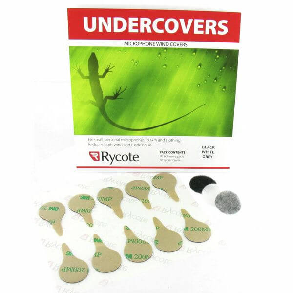 RYCOTE Undercovers Mix Colours - 25 packs of 30 undercover covers and stickies for lavalier microphones displayed in a colorful arrangement.