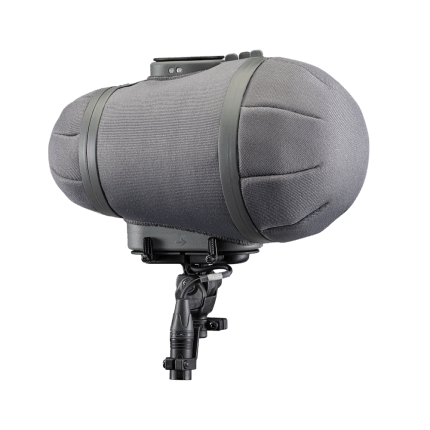 RYCOTE Cyclone Windshield Kit Large in grey, made from 3D Tex material, designed for shotgun microphones with multi-suspension system.