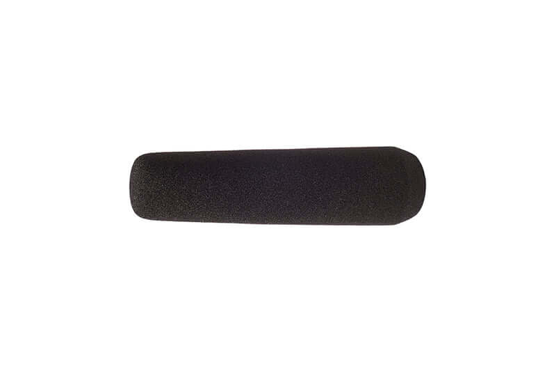 Black foam windshield for shotgun microphones, model RYCOTE 15CM SGM FOAM, designed to reduce wind noise.