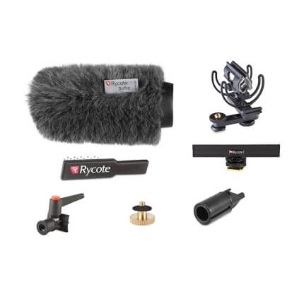 RYCOTE 15CM CLASSIC-SOFTIE CAMERA KIT designed for 19-22MM diameter shotgun microphones, showcasing its softie windscreen for improved audio recording.