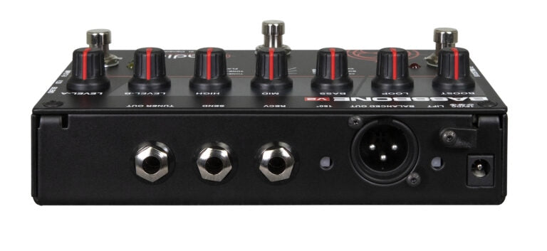 Back view of the Radial Bassbone V2 Bass Preamp for professional bass players.