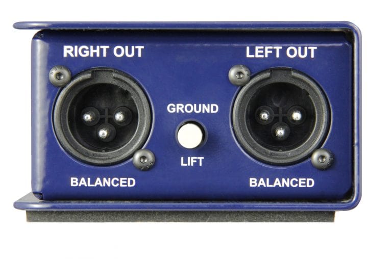 Right side view of the Radial J48 Stereo Active Direct Box for professional audio applications.