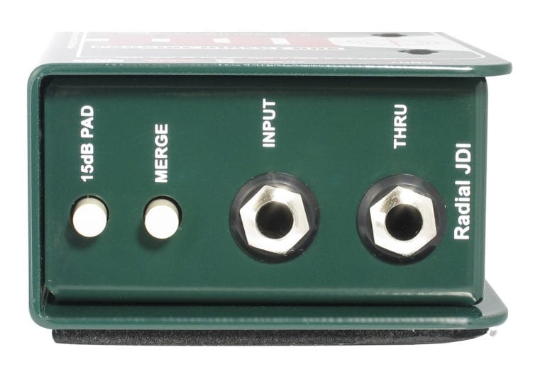 Left side view of the Radial JDI Passive Direct Box for keyboards, bass, and acoustic instruments.