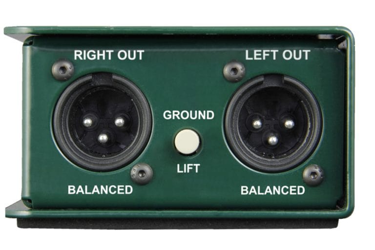 Right side view of the Radial JDI Stereo Passive Direct Box for professional stereo applications.