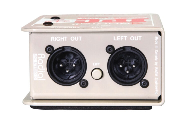 Right side view of the Radial JPC Stereo Consumer to Mic Level Interface for connecting consumer audio devices to professional audio equipment.