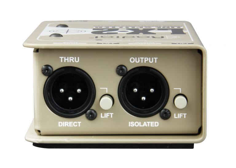 Right side view of the Radial LX-2 Line Splitter and Attenuator for professional audio splitting and control.