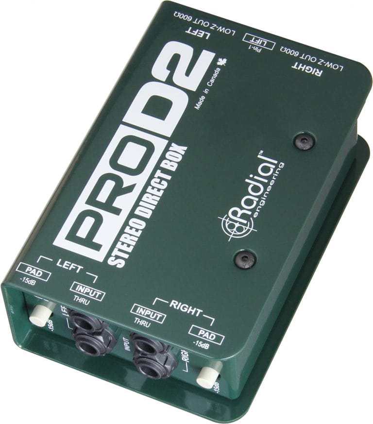Right 45 degree angle view of the Radial ProD2 Stereo Passive Direct Box.