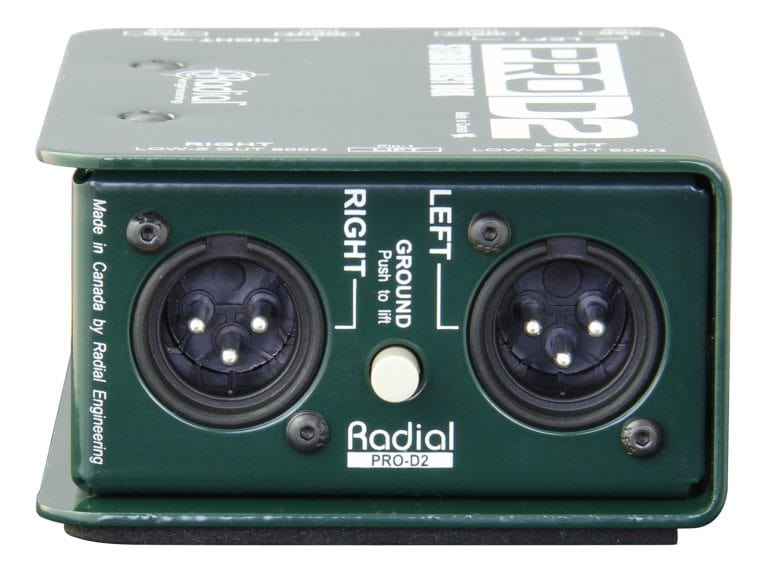 Right side view of the Radial ProD2 Stereo Passive Direct Box.