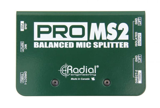 Top view of the Radial ProMS2 Passive Microphone Splitter for professional audio splitting.