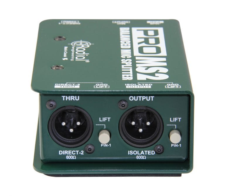 Right side view of the Radial ProMS2 Passive Microphone Splitter for professional audio splitting.