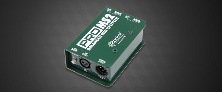 Lifestyle image view of the Radial ProMS2 Passive Microphone Splitter for professional audio splitting.