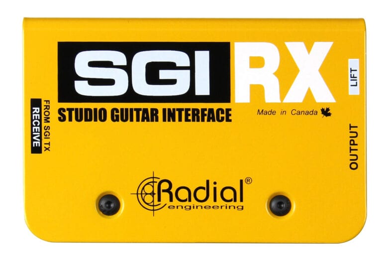 Top view of the Receive Radial SGI Studio Guitar Interface for pristine guitar signal transmission.