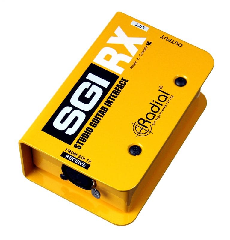Right 45 degree angle view of the Receive Radial SGI Studio Guitar Interface for pristine guitar signal transmission.