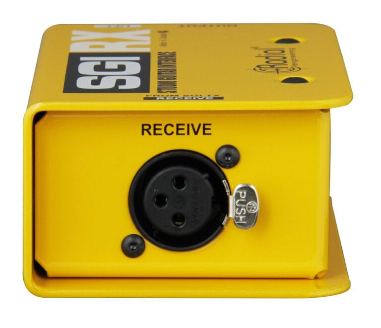 Left Side view of the Receive Radial SGI Studio Guitar Interface for pristine guitar signal transmission.