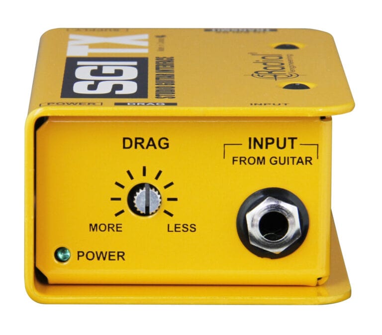 Left side view of the Drag Radial SGI Studio Guitar Interface for pristine guitar signal transmission.