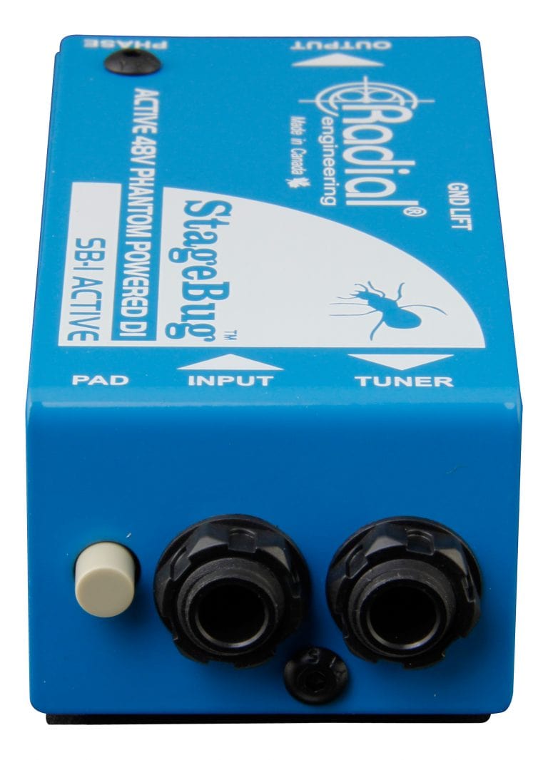 Right side view of the Radial StageBug SB-1 1-Channel Active Direct Box for bass, keyboards, and acoustic guitars.