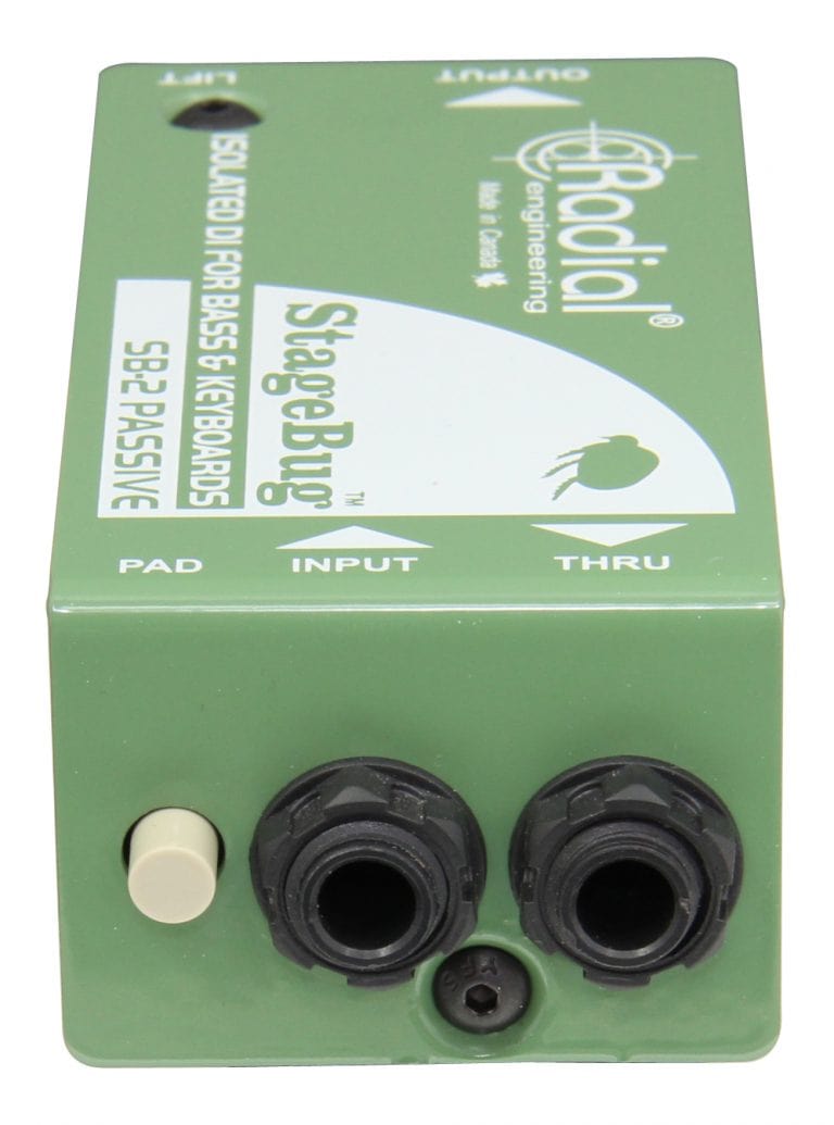 Right side view of the Radial StageBug SB-2 1-Channel Passive Direct Box for bass, keyboards, and acoustic guitars.