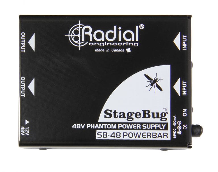 Top view of the Radial StageBug SB-48 Phantom Power Supply for reliable 48V power.