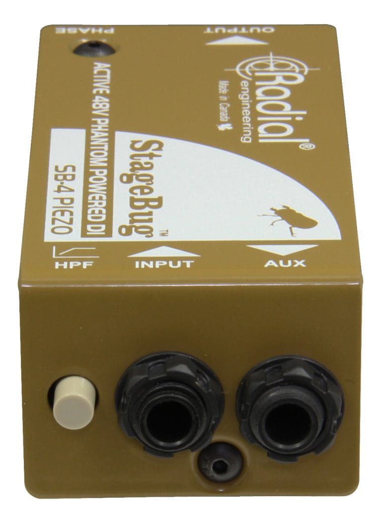 Right side view of the Radial StageBug SB-4 Piezo DI Box for piezo-equipped instruments.