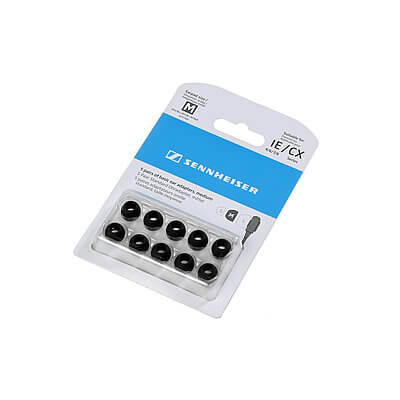 Sennheiser Basic Ear Adapter M in black, featuring 5 pairs of premium replacement ear tips.