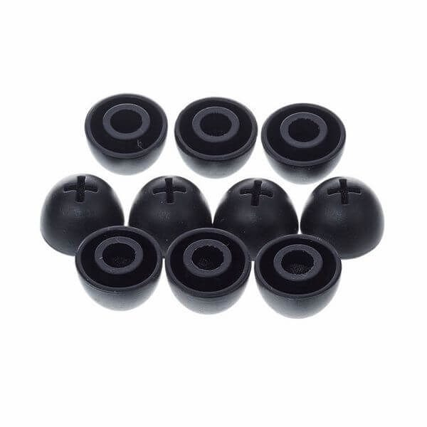 Image of Sennheiser rubber earpads for HDE 2020 in black, featuring 10 replacement ear pads.