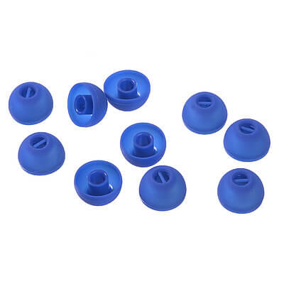 Sennheiser Ear Adapter L in blue, showcasing a pack of 10 foam tips designed for enhanced comfort.