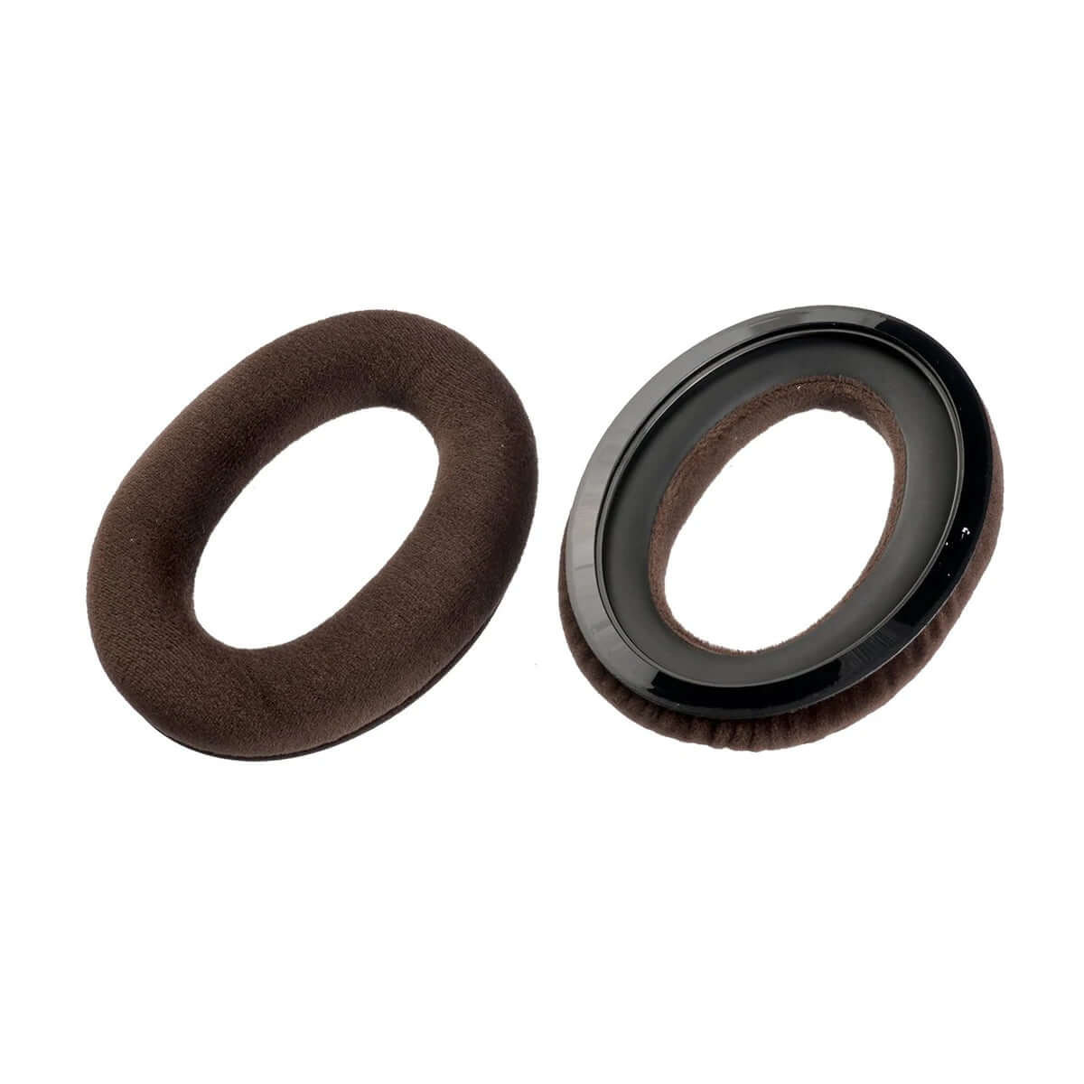 Genuine brown replacement earpads for Sennheiser HD 599 headphones, showcasing the soft material and design.