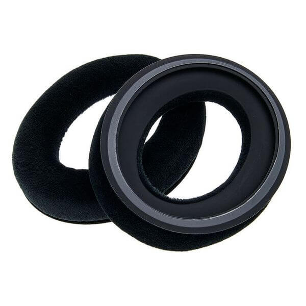 Sennheiser HD 559 and HD 560 replacement ear pads in black, displayed in a close-up view.