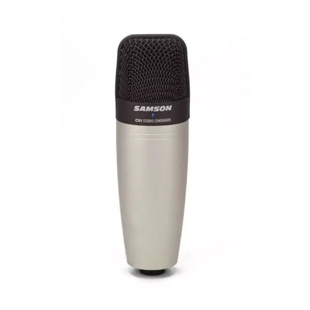 Samson C01 condenser microphone and SR850 headphone bundle displayed together.