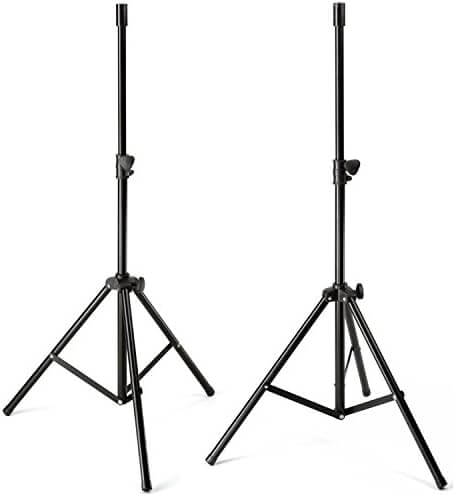 Samson LS2 pair of lightweight speaker stands with adjustable height and load capacity.