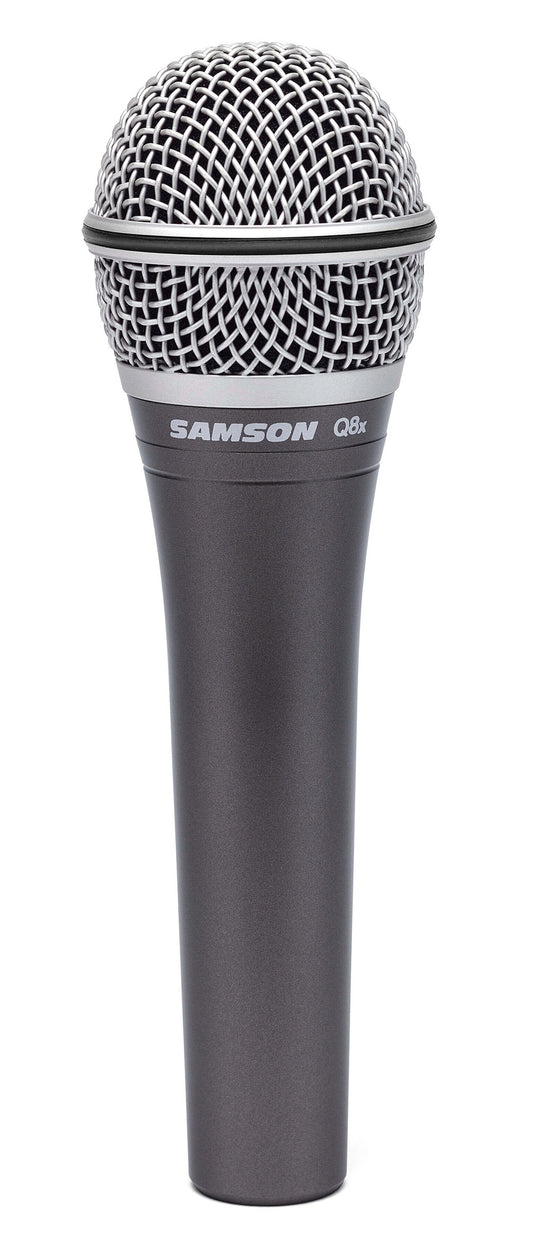 Samson Q8x neodymium dynamic instrument microphone with supercardioid pattern and improved shockmount.
