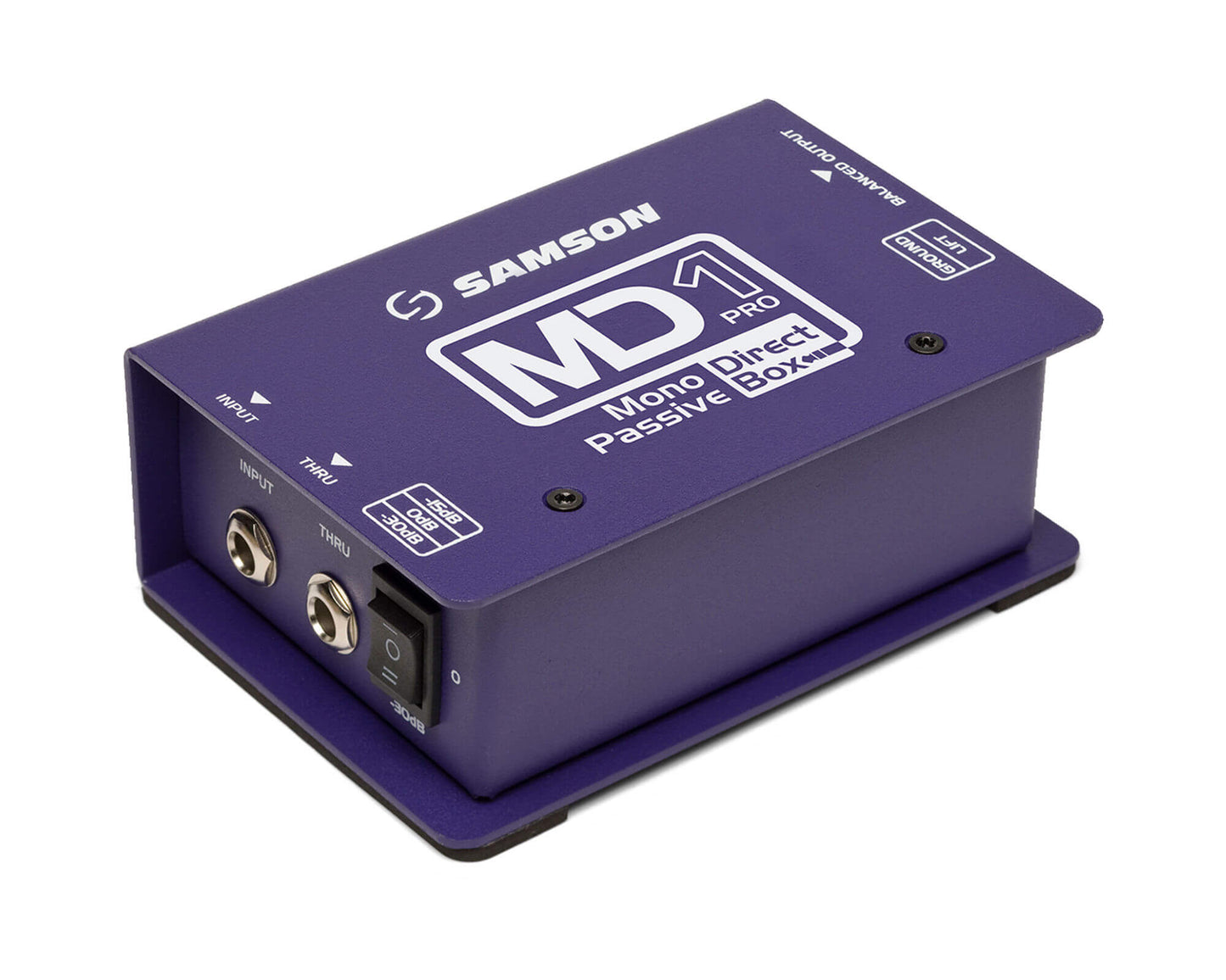 Samson S-Max MD1Pro Mono Passive Direct Box featuring STLX Mu-Metal Shielded Transformer, Attenuation Switch, Ground Lift, and 1/4" I/O