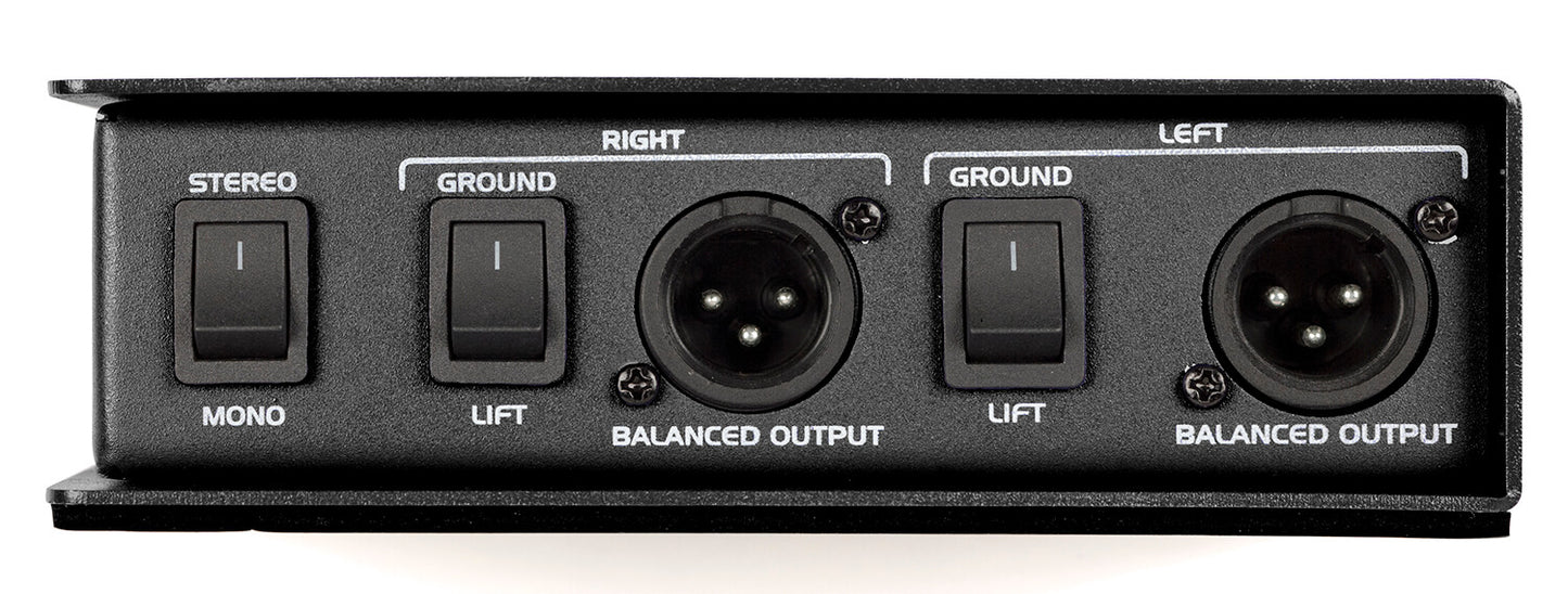 Samson S-Max MD2Pro stereo passive direct box featuring dual STLX mu-metal shielded transformers, with stereo/mono switch, attenuation switches, ground lifts, and 1/4" I/O.