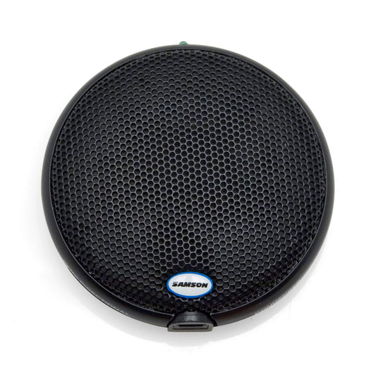 Samson UB1 omnidirectional USB microphone with plug-and-play operation, showcasing its design and features.
