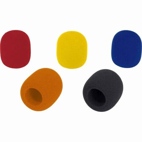 Samson WS1C foam microphone windscreens in a 5-pack with multicolored options.