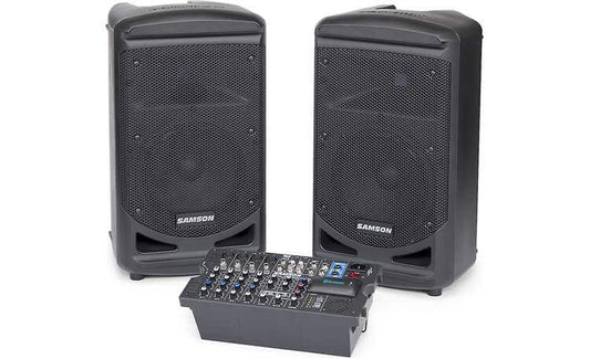 Samson XP800B Portable All-in-One 800W Bluetooth-Enabled Sound System with Removable 8-Channel Mixer and USB Wireless Port.
