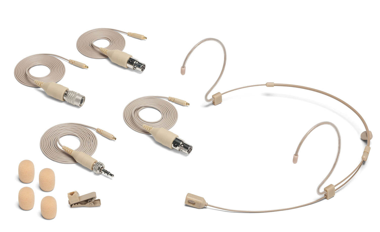 Samson DE60x Low-Profile Miniature Cardioid Condenser Headset Microphone with 7.35mm Capsule, showcasing its components.