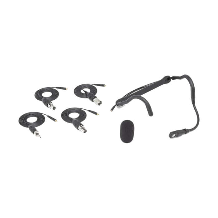 Samson QEx lightweight adjustable headset microphone designed for fitness and active performers, showcasing its ergonomic design and functionality.