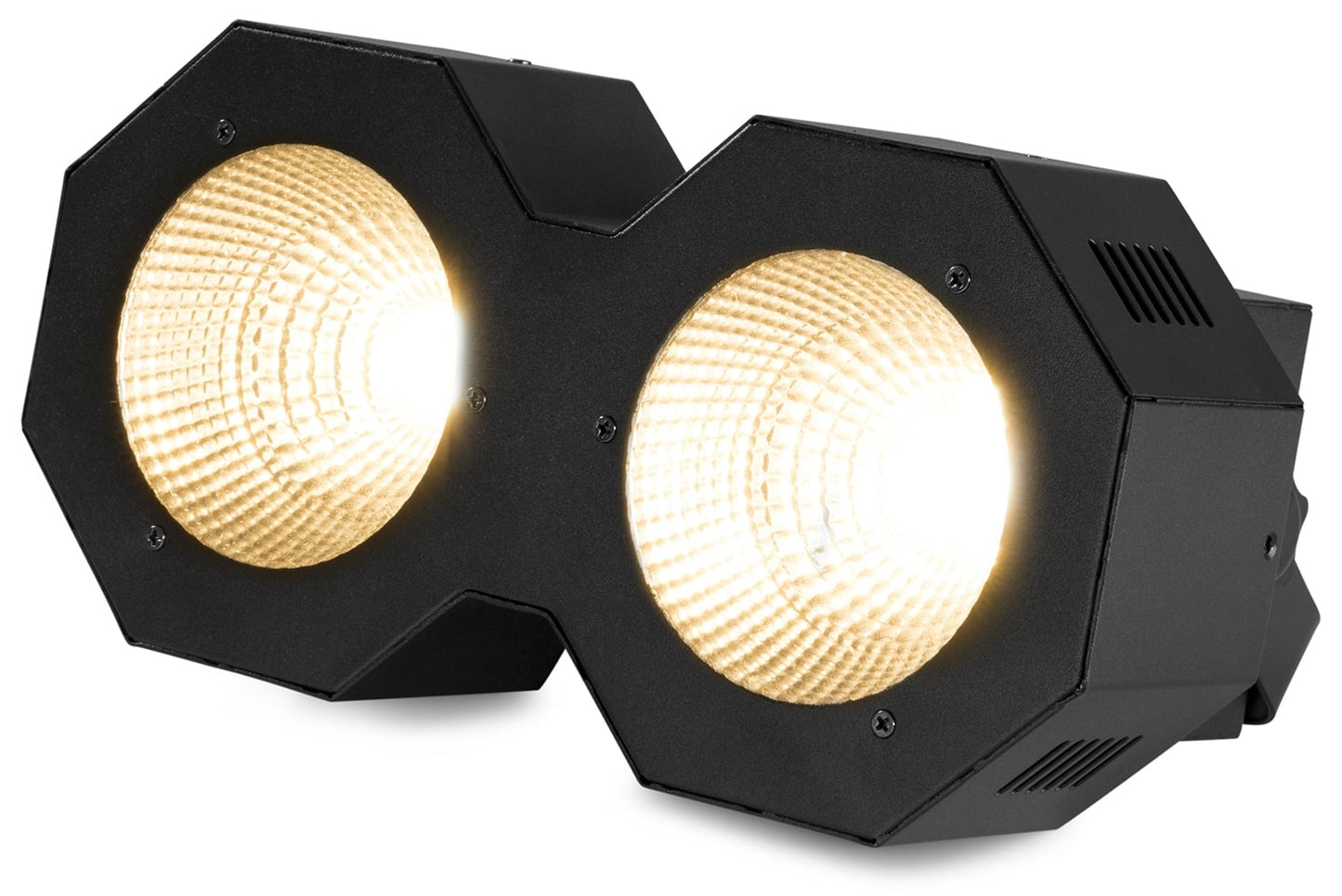 Angled view of the beamZ SB200 Stage Blinder featuring 2x 50W COB LEDs with DMX control 2.