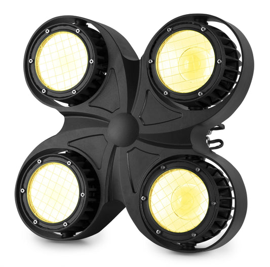 Angled view of the beamZ Pro SB400IP Stage Blinder featuring 4x 100W COB LEDs with IP65 rating and DMX/RDM control 1.