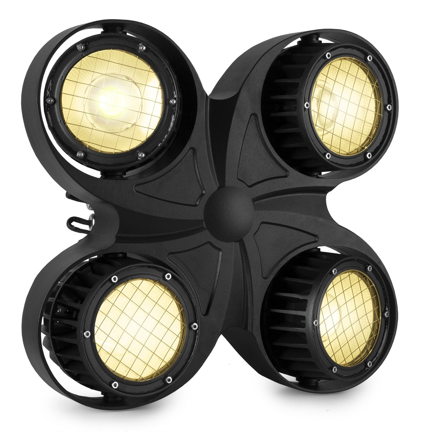 Angled view of the beamZ Pro SB400IP Stage Blinder featuring 4x 100W COB LEDs with IP65 rating and DMX/RDM control 2.