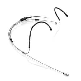 Sennheiser SL Headmic 1 SB Neckband Microphone in silver, featuring the MKE 1 mic capsule and a 3.5mm jack, displayed against a plain background.