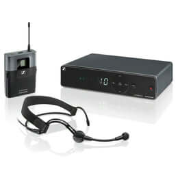 Sennheiser XSW 1-ME3-B Wireless Headmic Set with 10 Channel UHF, 614-638MHz, featuring the headmic and receiver unit